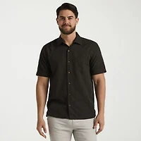Cubavera Mens Short Sleeve Regular Fit Button-Down Shirt