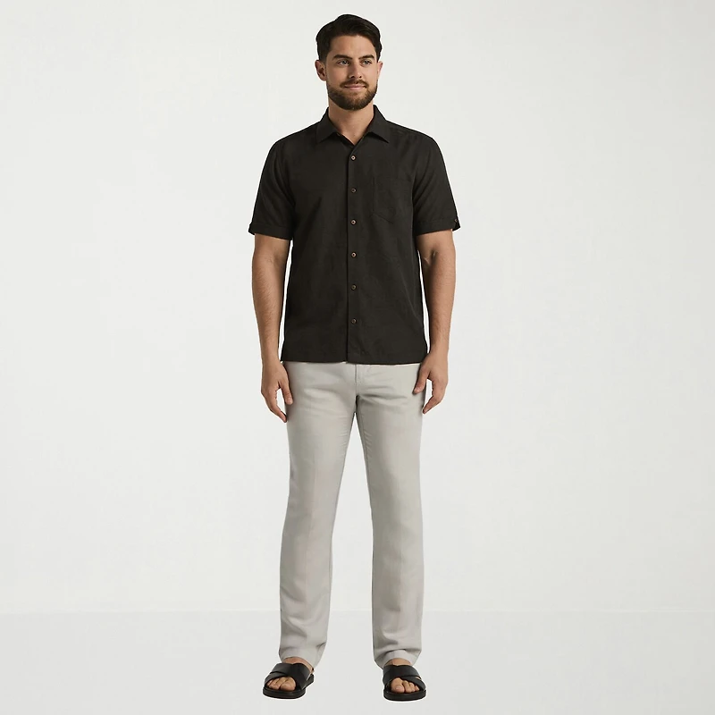 Cubavera Mens Short Sleeve Regular Fit Button-Down Shirt