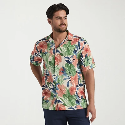 Cubavera Mens Short Sleeve Regular Fit Button-Down Shirt