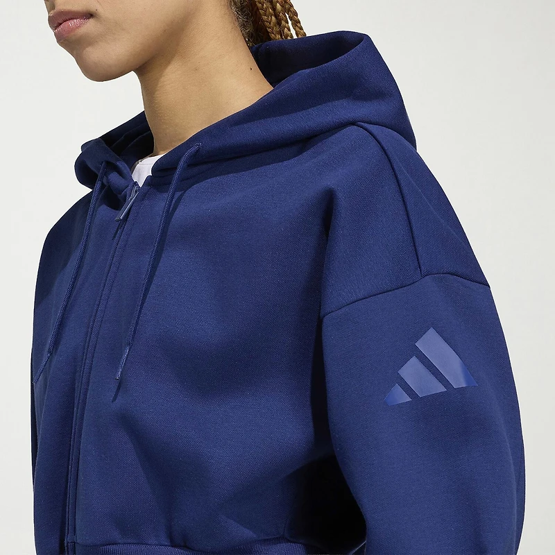 adidas Womens Long Sleeve Fleece Zipper Hoodie
