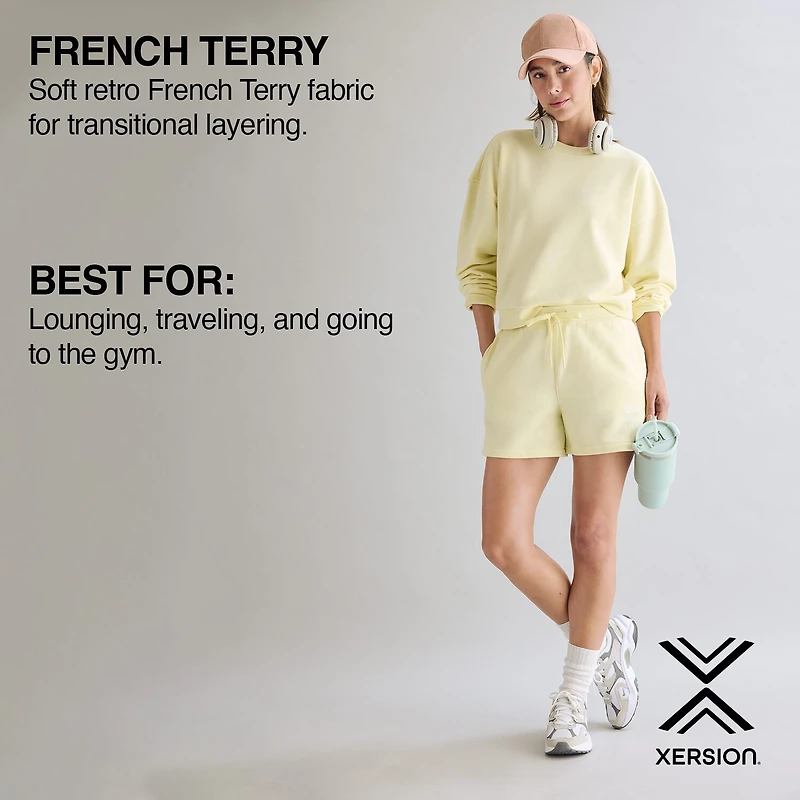 Xersion Womens French Terry Crew Neck Long Sleeve Sweatshirt