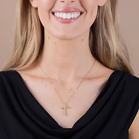 Womens 1/4 CT. T.W. Natural White Diamond 10K White, Yellow, or Rose Gold Cross Pendant Necklace