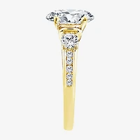(F / Vs2) Womens 2 1/2 CT. T.W. Lab Grown White Diamond 14K Gold Oval Side Stone Engagement Ring