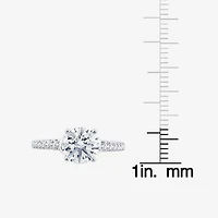 F / Vs2) Womens CT. T.W. Lab Grown White Diamond 10K Gold Round Side Stone Engagement Ring