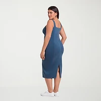 S3 Apparel Shapewear Womens Straight Neck Sleeveless Fitted Bodycon Dress