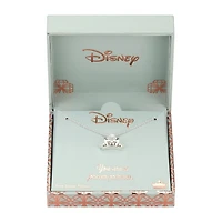 Disney Classics Womens Crystal Pure Silver Over Brass Crown 18 Inch Pendant Necklace