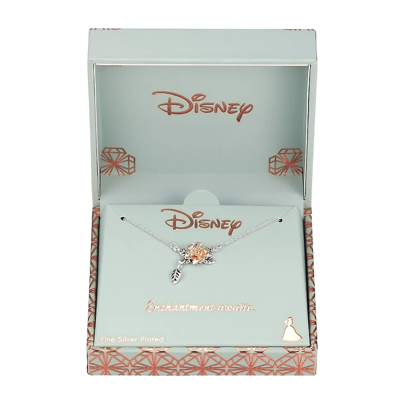 Disney Classics Womens Pure Silver Over Brass Flower 18 Inch Pendant Necklace