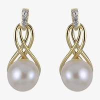 Womens White Cultured Freshwater Pearl 14K Gold Over Silver Drop Earrings