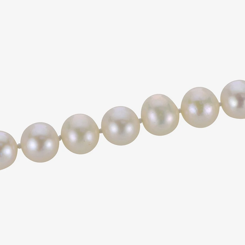 Womens White Cultured Freshwater Pearl Sterling Silver Strand Bracelet
