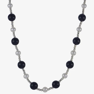 Womens Black Onyx Sterling Silver Strand Necklace