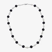 Womens Black Onyx Sterling Silver Strand Necklace