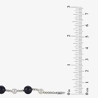 Womens Black Onyx Sterling Silver Strand Necklace