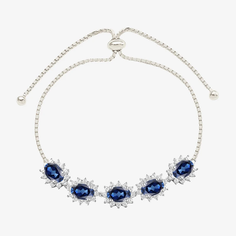 Gemstone 14K Gold Over Silver Oval Bolo Bracelet