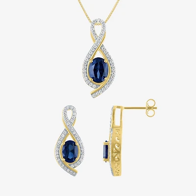 Gemstone 14K Gold Over Silver Sterling Oval Jewelry Set