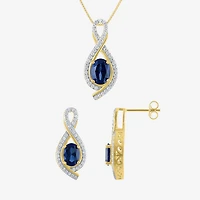 Gemstone 14K Gold Over Silver Sterling Oval Jewelry Set