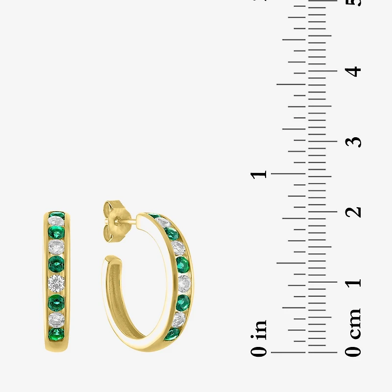 Lab Created Gemstone 14K Gold Over Silver 20mm Hoop Earrings