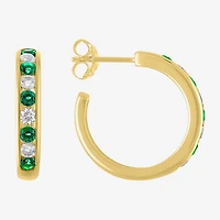 Lab Created Gemstone 14K Gold Over Silver 20mm Hoop Earrings