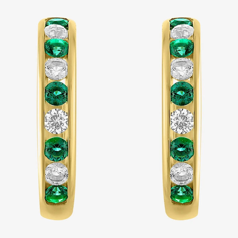 Lab Created Gemstone 14K Gold Over Silver 20mm Hoop Earrings