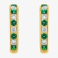 Lab Created Gemstone 14K Gold Over Silver 20mm Hoop Earrings