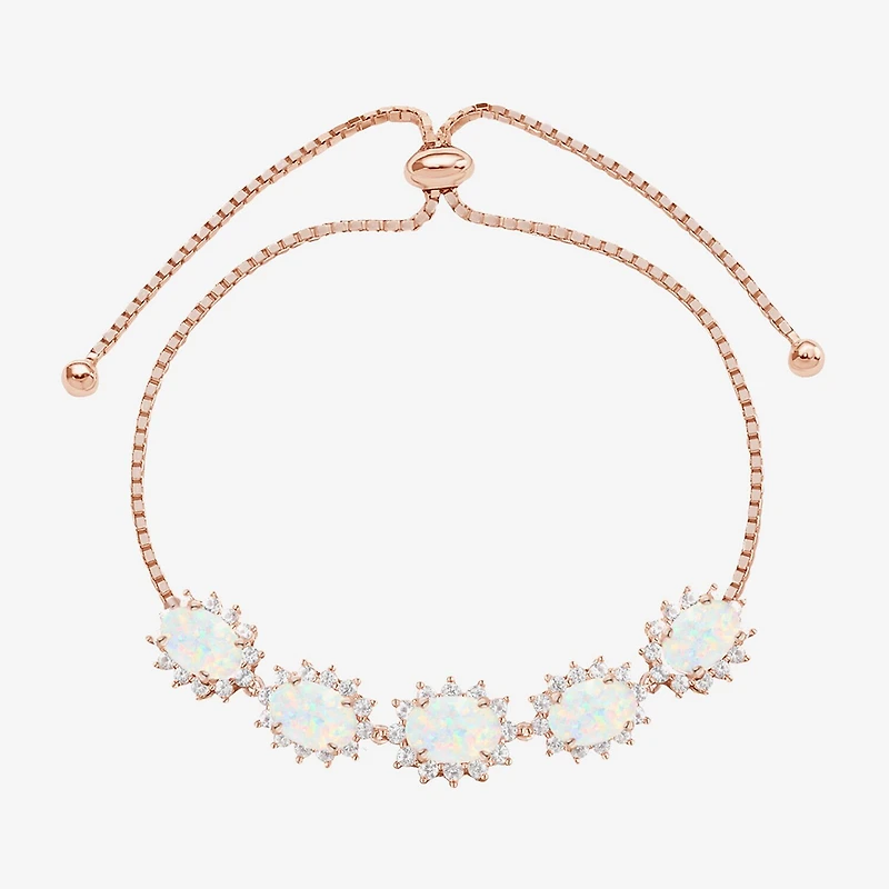 Gemstone 14K Gold Over Silver Oval Bolo Bracelet