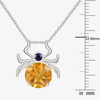 Lab-Created Citrine and Genuine Onyx Spider Sterling Silver Pendant Necklace