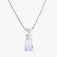 Womens Gemstone Sterling Silver Pear Pendant Necklace