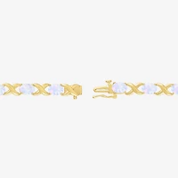Womens Lab Created White Opal 14K Gold Over Silver 7.5 Inch Tennis Bracelet
