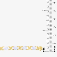 Womens Lab Created White Opal 14K Gold Over Silver 7.5 Inch Tennis Bracelet