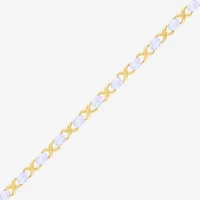 Womens Lab Created White Opal 14K Gold Over Silver 7.5 Inch Tennis Bracelet