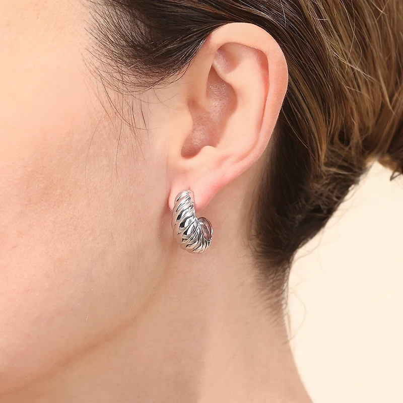 Womens Sterling Silver 19.8mm Hoop Earrings