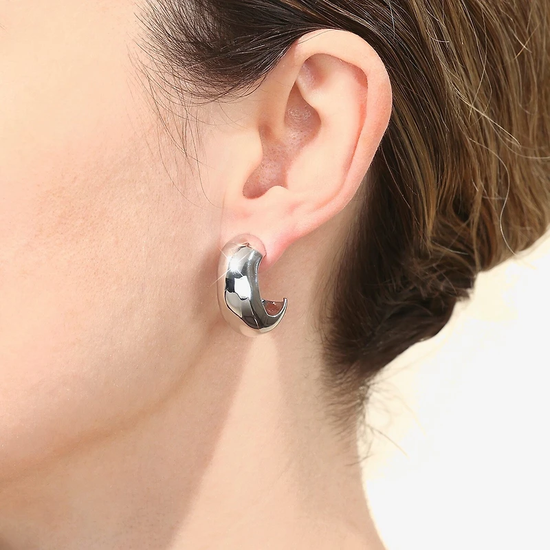 Womens Sterling Silver 23.3mm Hoop Earrings