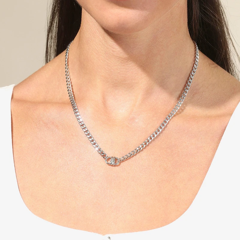 Womens Sterling Silver Inch Curb Chain Necklace