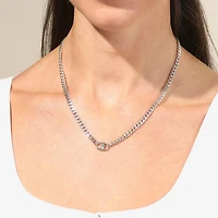 Womens Sterling Silver Inch Curb Chain Necklace