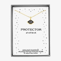Diamond Accent Womens Diamond Accent Natural Black Diamond 14K Gold Over Silver Evil Eye 18 Inch Pendant Necklace
