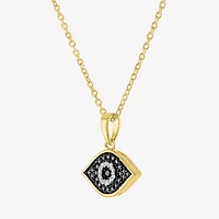 Diamond Accent Womens Diamond Accent Natural Black Diamond 14K Gold Over Silver Evil Eye 18 Inch Pendant Necklace