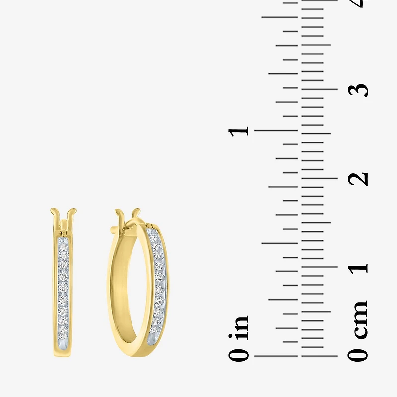 (I1-I2/ G-H) Womens 1/10 CT. T.W. Lab Grown White Diamond 14K Gold Over Silver Sterling Silver 17mm Hoop Earrings