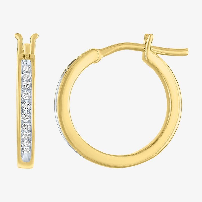 (I1-I2/ G-H) Womens 1/10 CT. T.W. Lab Grown White Diamond 14K Gold Over Silver Sterling Silver 17mm Hoop Earrings