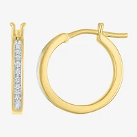 (I1-I2/ G-H) Womens 1/10 CT. T.W. Lab Grown White Diamond 14K Gold Over Silver Sterling Silver 17mm Hoop Earrings