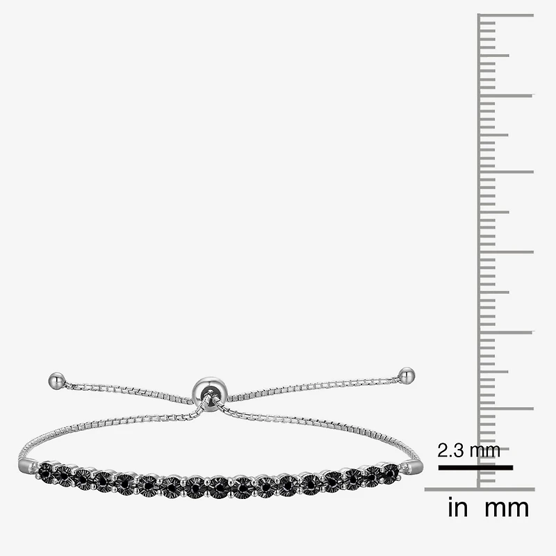 Womens 1/10 CT. T.W. Natural Black Diamond Sterling Silver Bolo Bracelet