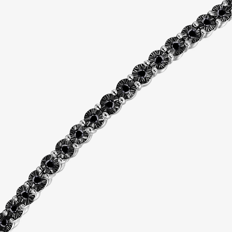 Womens 1/10 CT. T.W. Natural Black Diamond Sterling Silver Bolo Bracelet