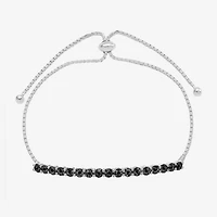 Womens 1/10 CT. T.W. Natural Black Diamond Sterling Silver Bolo Bracelet