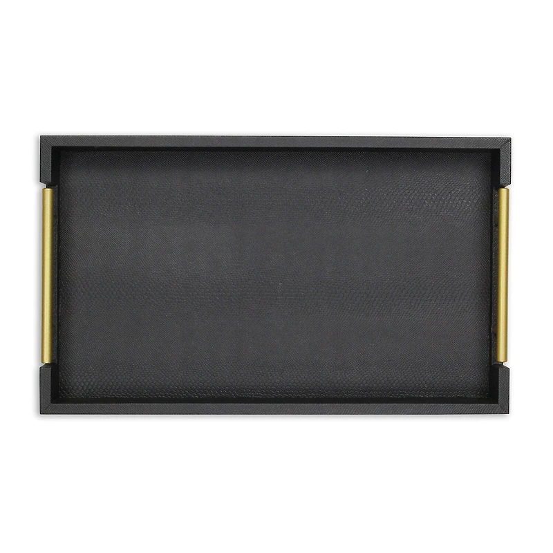 Cheungs Black Faux Snakeskin Rectangular Decorative Tray