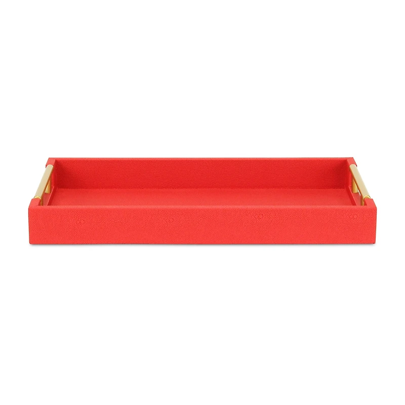 Cheungs Red Faux Shagreen Rectangular Decorative Tray