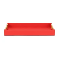 Cheungs Red Faux Shagreen Rectangular Decorative Tray