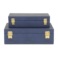 Cheungs Navy Blue Faux Shagreen Rectangular 2-pc. Decorative Box