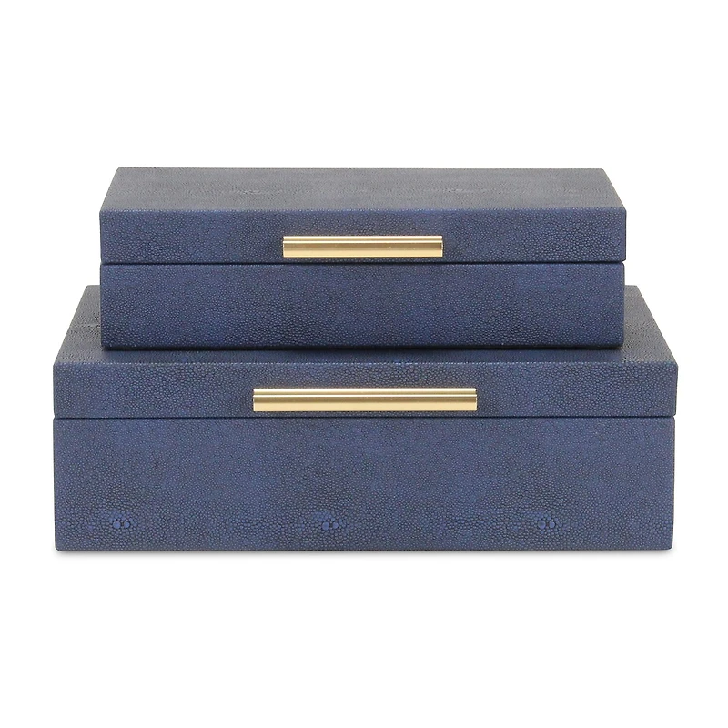 Cheungs Navy Blue Faux Shagreen Rectangular 2-pc. Decorative Box