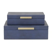 Cheungs Navy Blue Faux Shagreen Rectangular 2-pc. Decorative Box