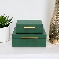 Cheungs Green Faux Shagreen Square 2-pc. Decorative Box