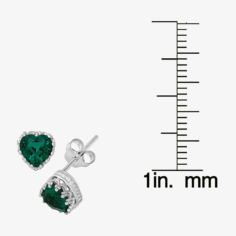 Lab-Created Emerald Sterling Silver Earrings