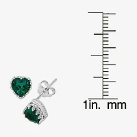 Lab-Created Emerald Sterling Silver Earrings